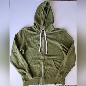 American Giant Olive Hoodie with White Accents